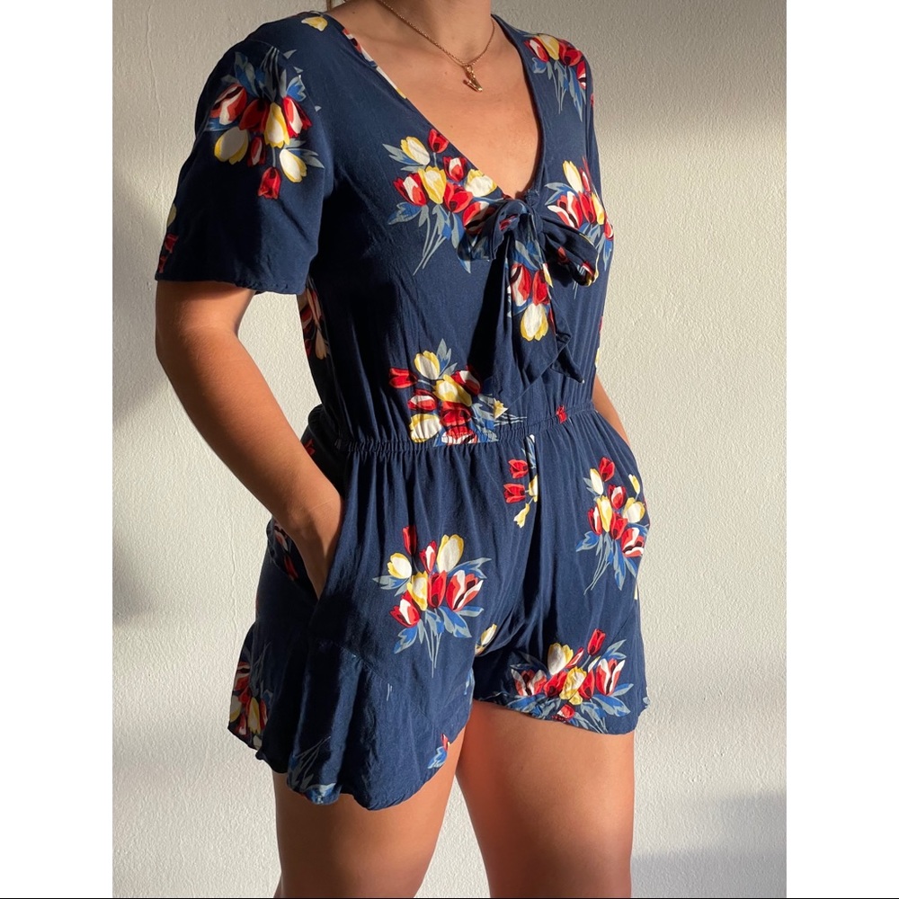 Band of gypsies Navy Blue floral Short Romper M